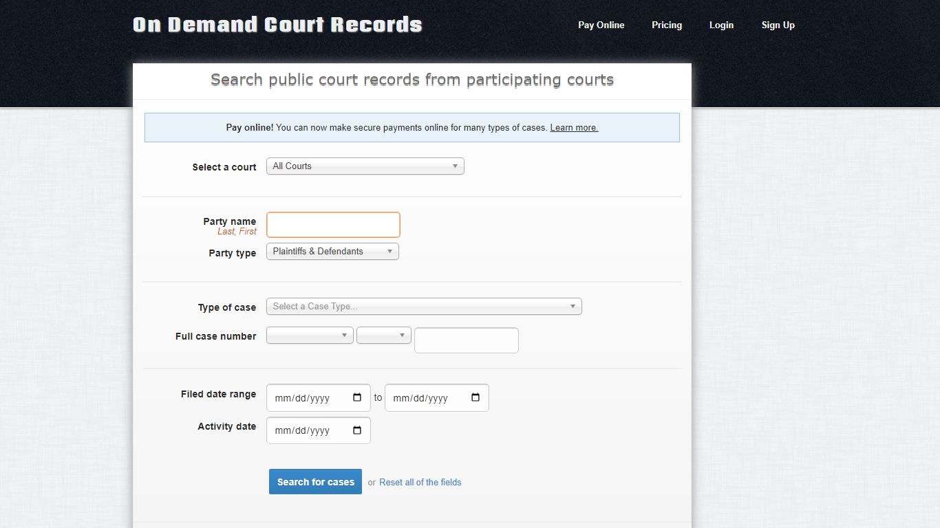 On Demand Court Records